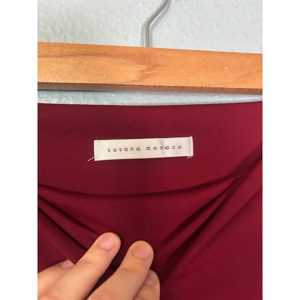 Susana Monaco Strapless Midi Dress Burgundy Wine Red Size Small - Picture 3 of 7